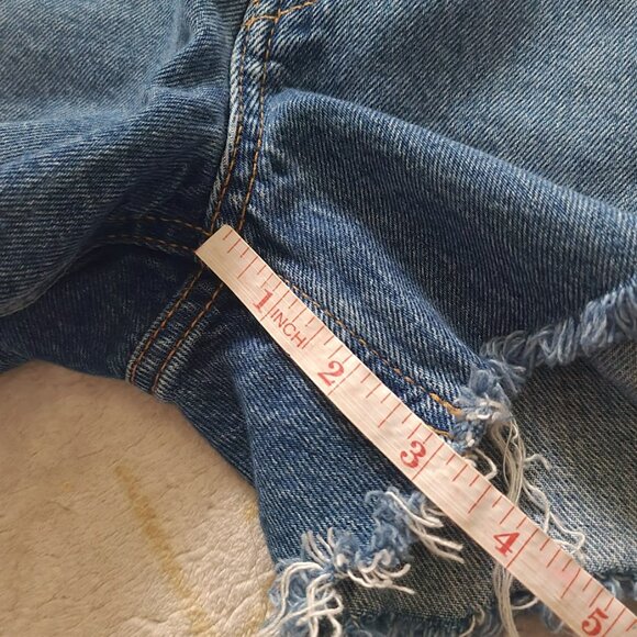 Ética Hevan Relaxed Fit Size 26  Raw Hem High Rise Two Tone Denim Cutoff Shorts - Picture 9 of 9
